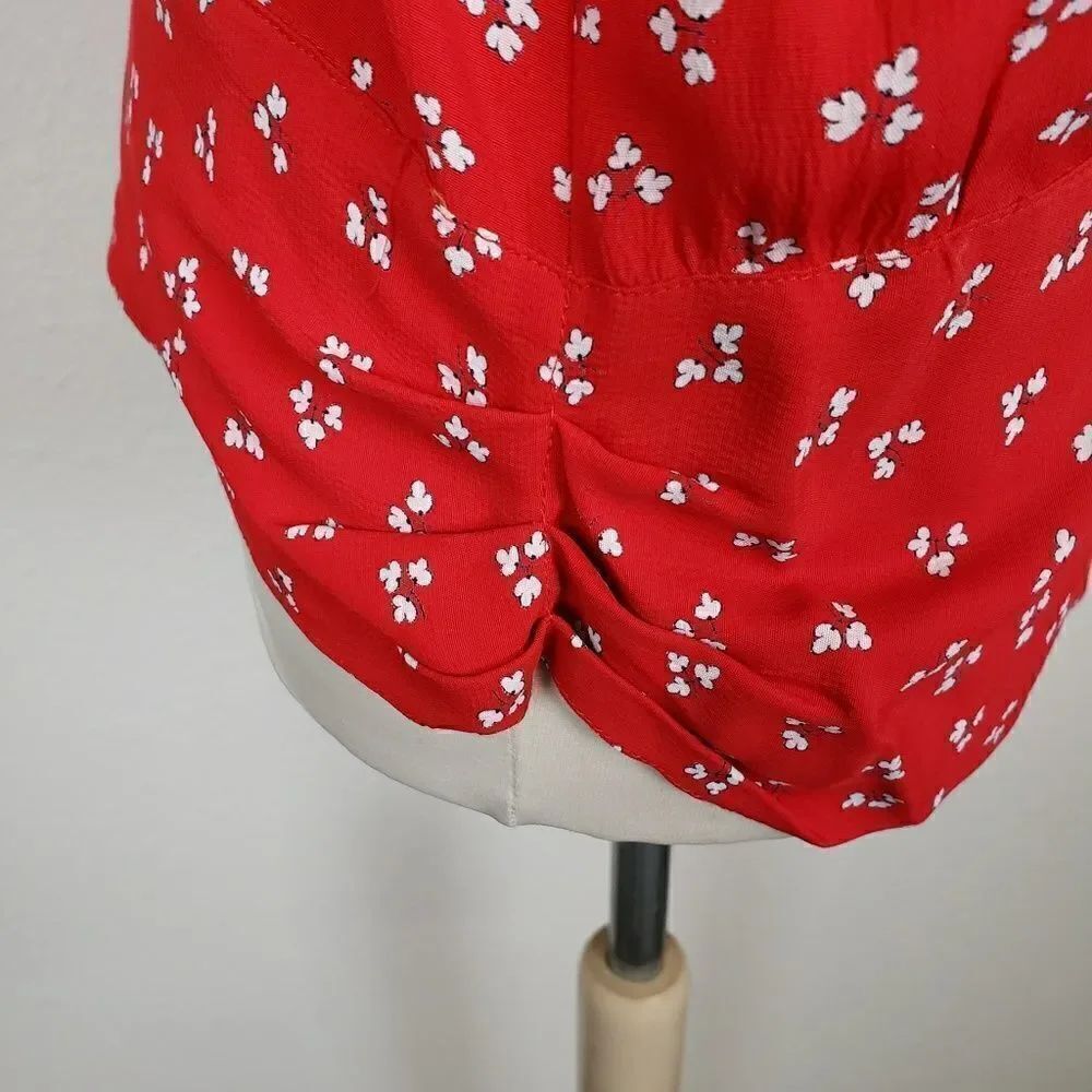 Trend vintage red and white side tie blouse - Picture 6 of 8